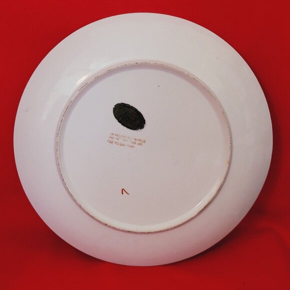 Vintage Ivy Embossed Ceramic Decorative Plate White Green Leaves Gilded Rim - Picture 3 of 14